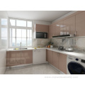 Color modular glossy lacquer fitted kitchen cabinet modern